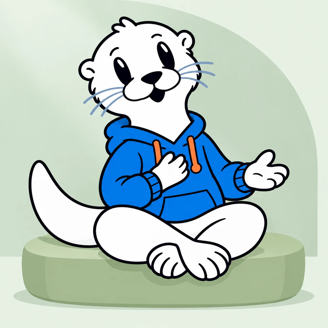 The Ityhad otter leaning forward with an open paw and an attentive expression.